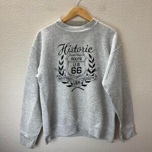 Tultex Historic Route 66 Graphic Sweatshirt Light Gray USA Made Mens Medium